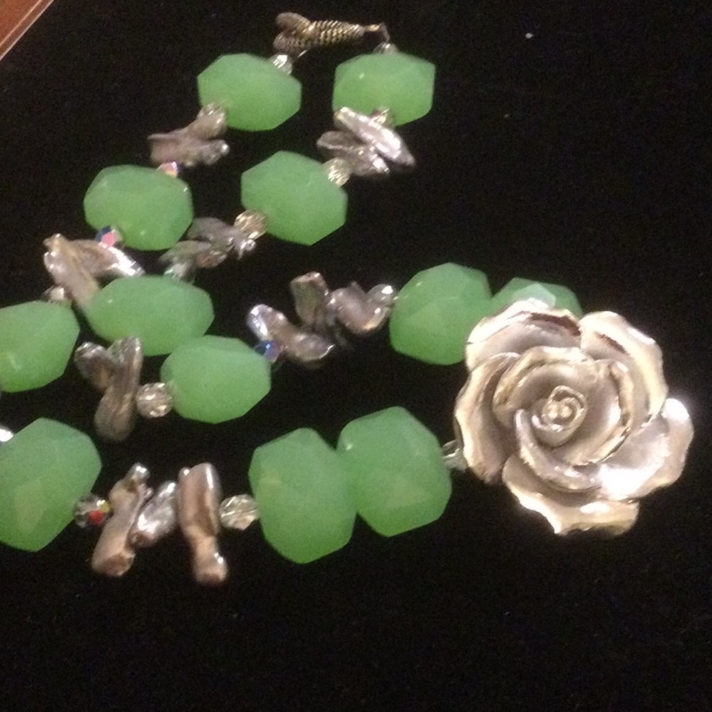 ⭐️For Julie only ⭐️of kind Chalcedony & Genuine Pearl Necklace - Picture 6 of 7